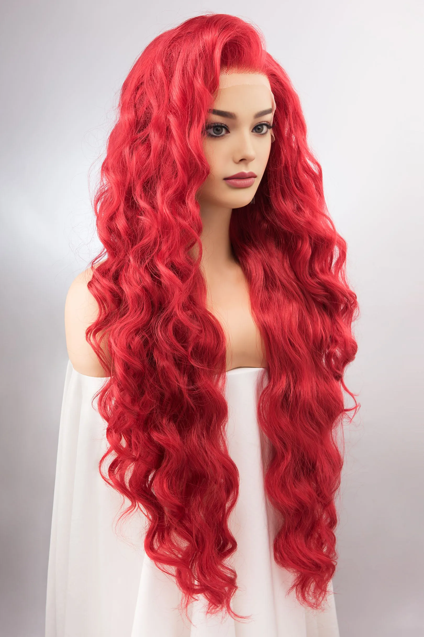 Red Curly Lace Front Synthetic Wig Amaya