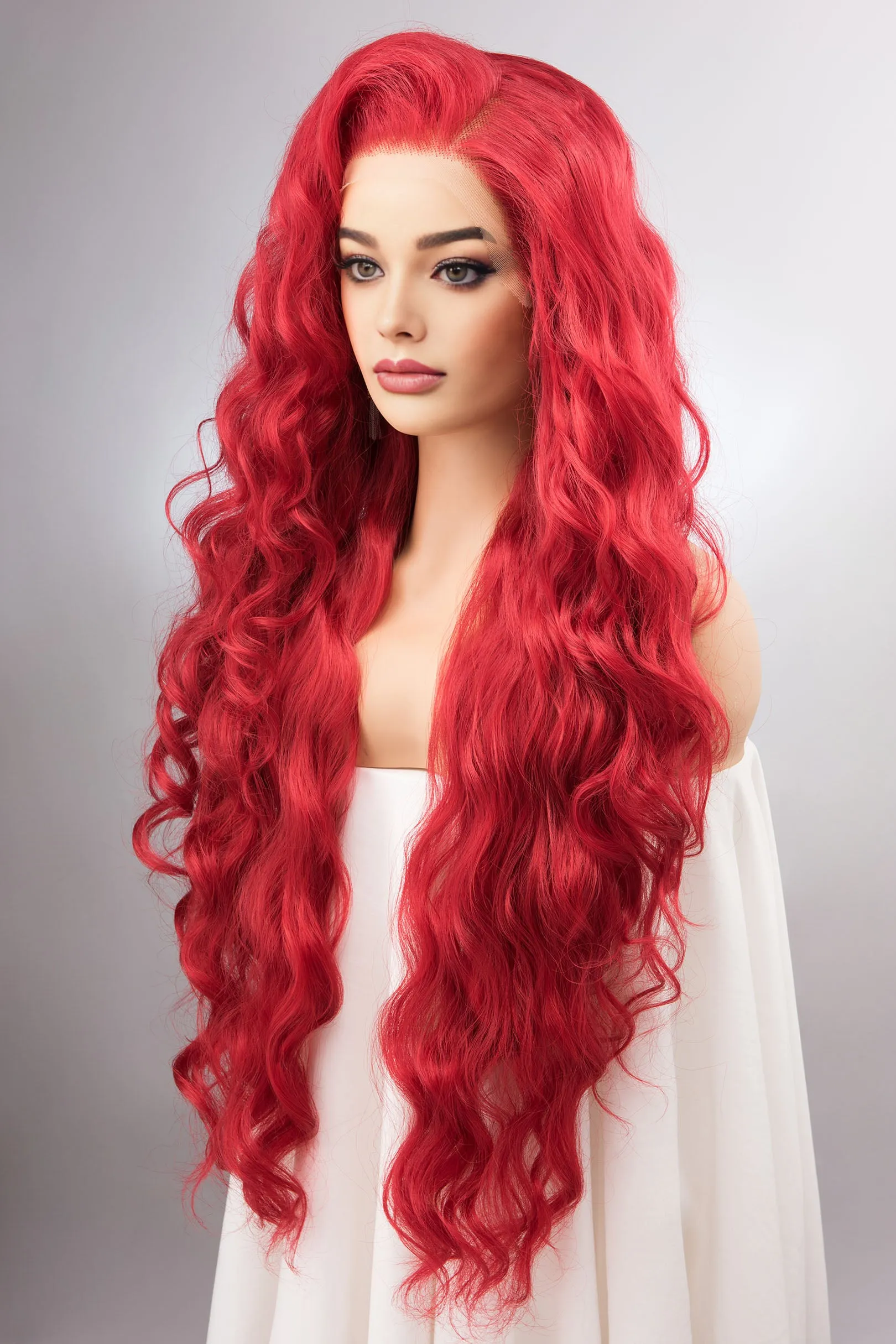 Red Curly Lace Front Synthetic Wig Amaya