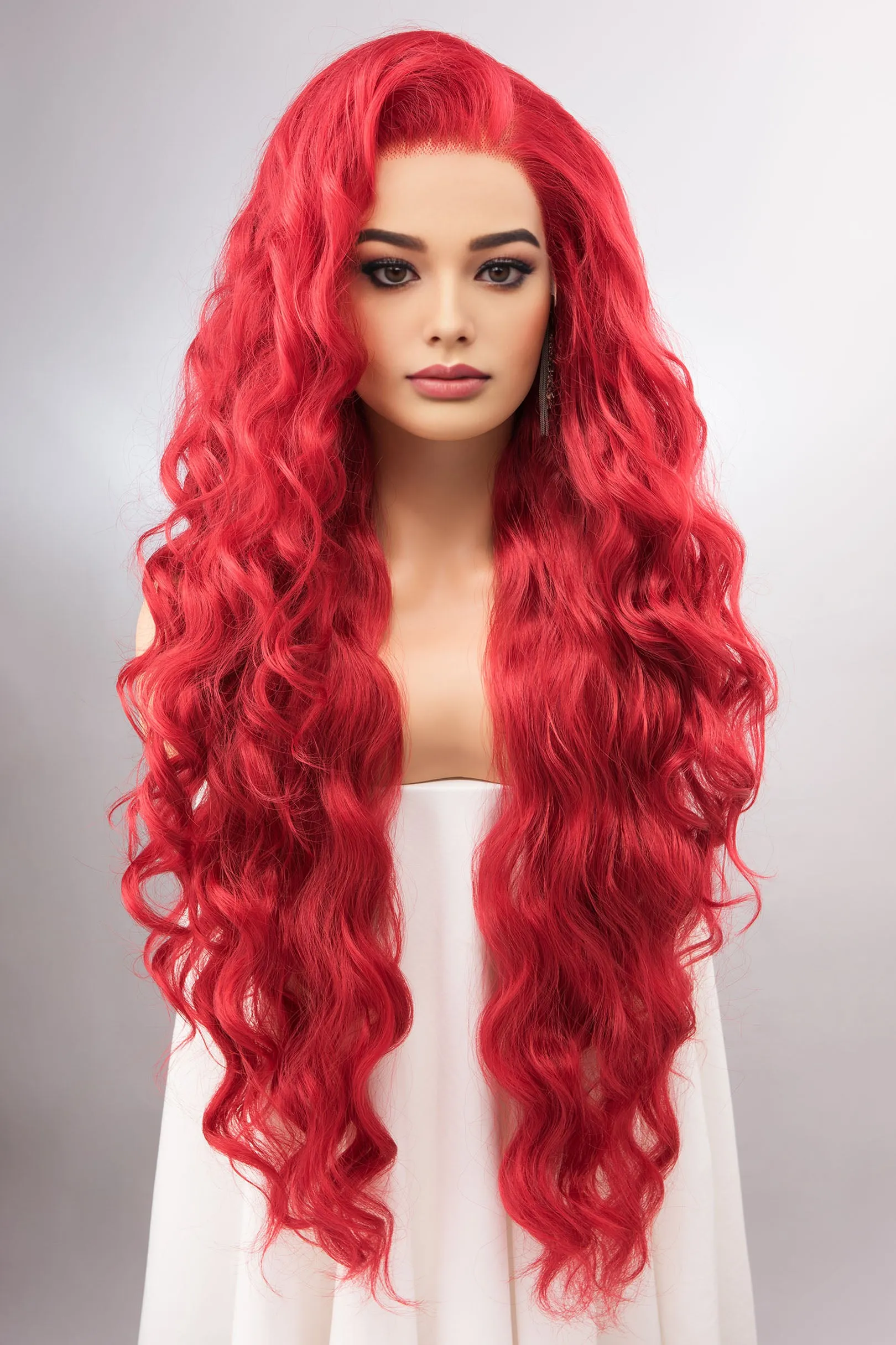 Red Curly Lace Front Synthetic Wig Amaya