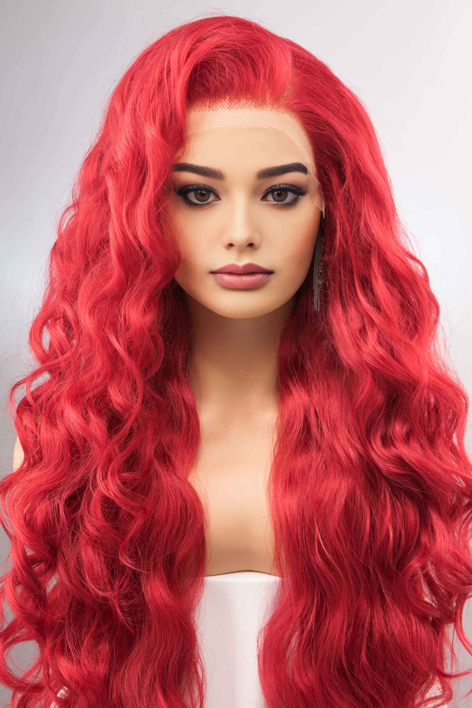 Red Curly Lace Front Synthetic Wig Amaya