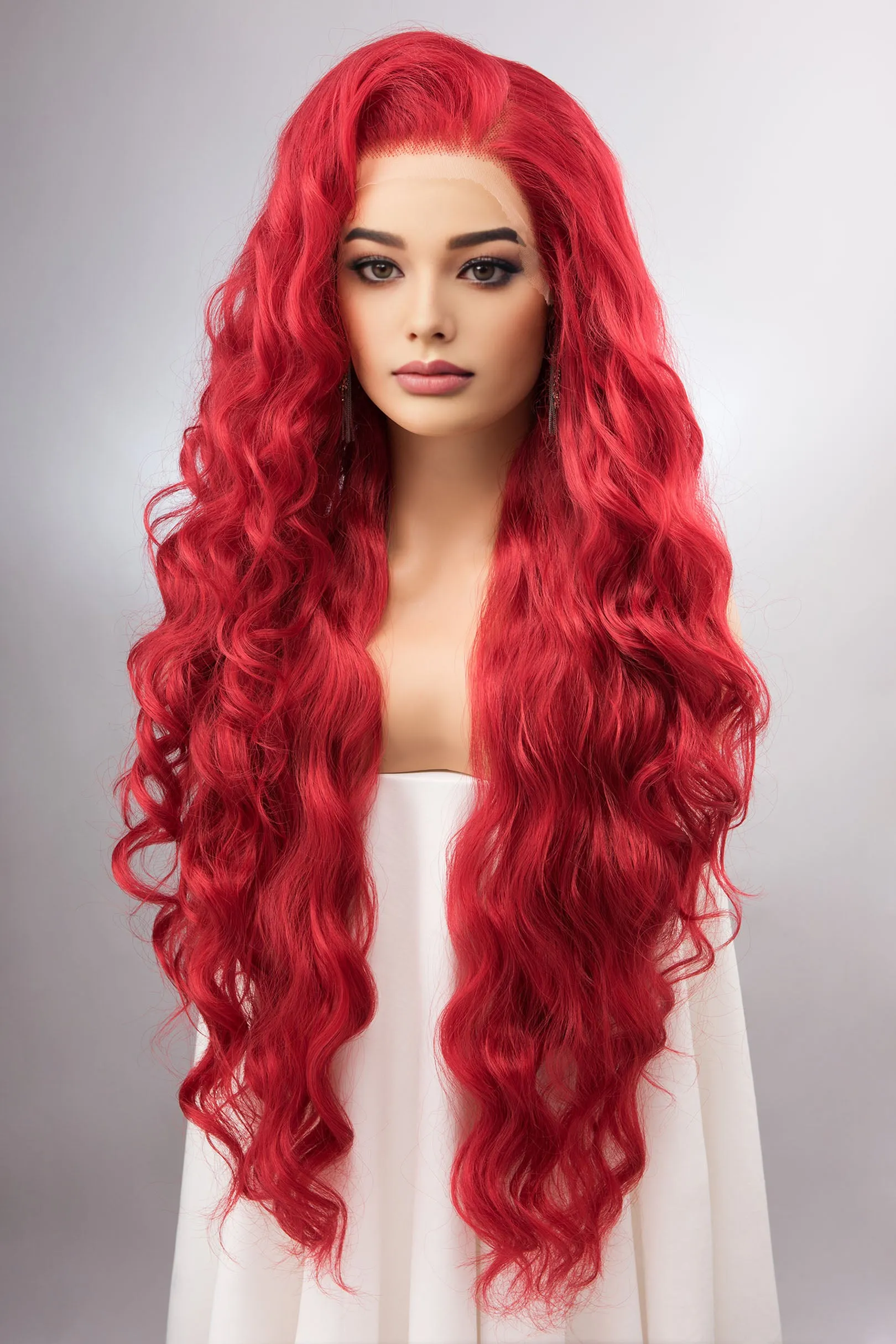 Red Curly Lace Front Synthetic Wig Amaya
