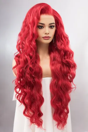 Red Curly Lace Front Synthetic Wig Amaya