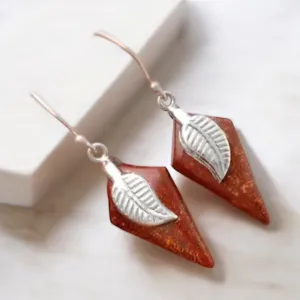 Red Moss Agate Solid 925 Sterling Silver Earrings