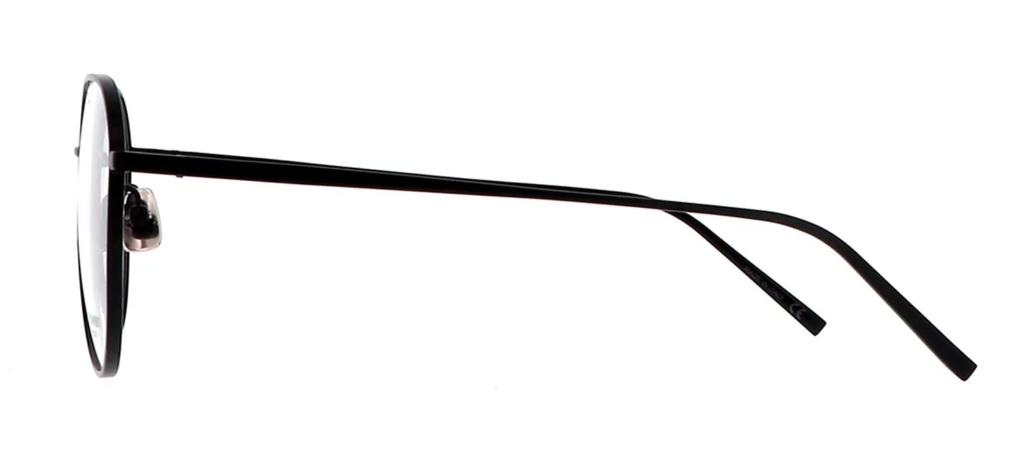 Saint Laurent SL 484O 1 Geometric Metal Black Eyeglasses with Logo Stamped Demo Lenses
