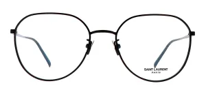 Saint Laurent SL 484O 1 Geometric Metal Black Eyeglasses with Logo Stamped Demo Lenses