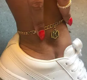 SALE Initial anklet, letter anklet,gold 21cm   10cm Extender Chain / A-Z Initial Letter Anklet ,alphabet anklet,letter anklet, feet jewelry