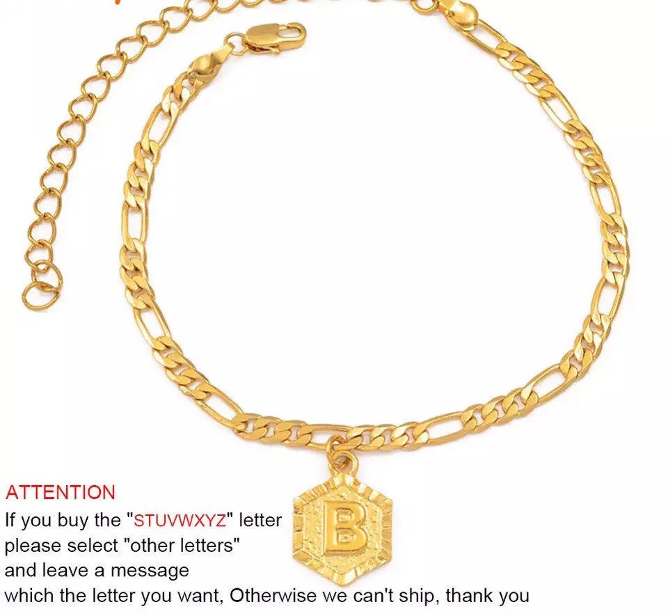 SALE Initial anklet, letter anklet,gold 21cm   10cm Extender Chain / A-Z Initial Letter Anklet ,alphabet anklet,letter anklet, feet jewelry