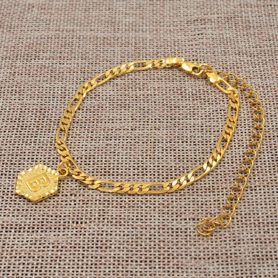 SALE Initial anklet, letter anklet,gold 21cm   10cm Extender Chain / A-Z Initial Letter Anklet ,alphabet anklet,letter anklet, feet jewelry