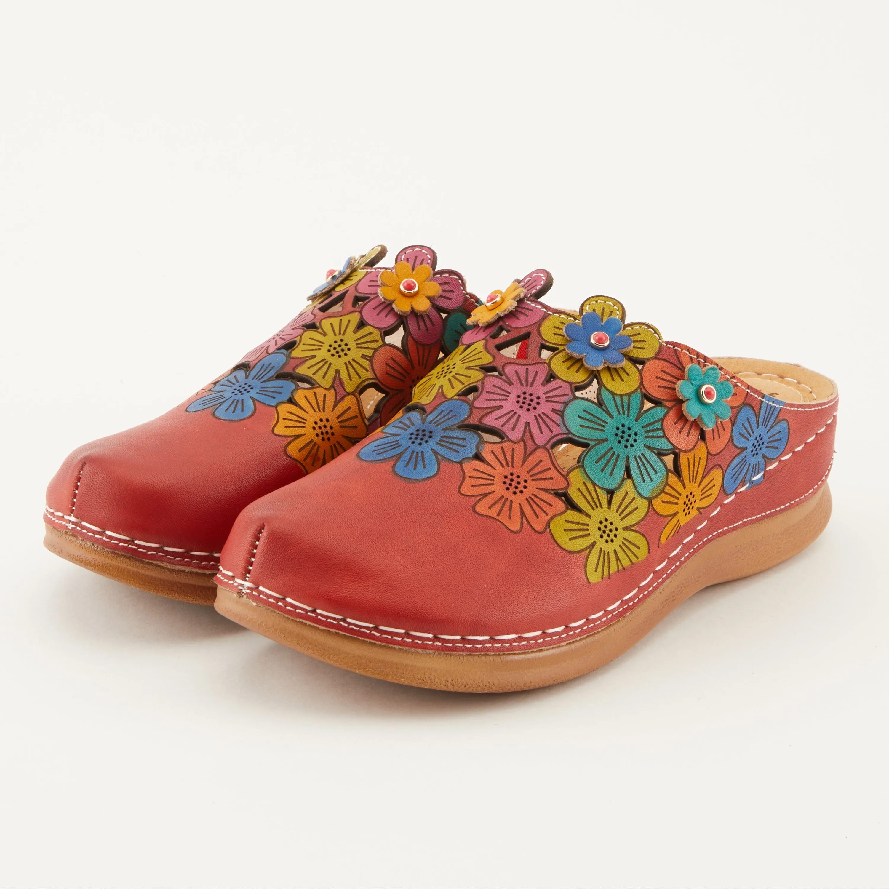 Spring Step Shoes L'Artiste Augi Clogs Women’s Hand Painted Leather 2" Heel