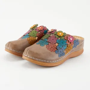 Spring Step Shoes L'Artiste Augi Clogs Women’s Hand Painted Leather 2" Heel