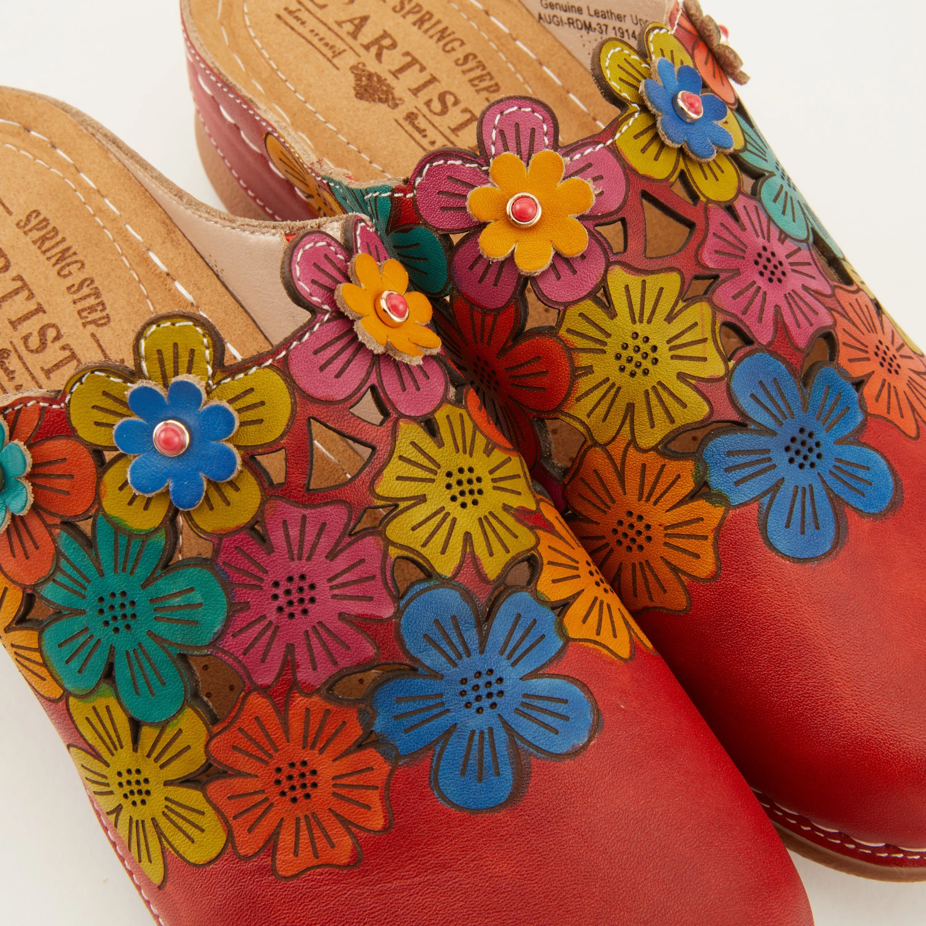 Spring Step Shoes L'Artiste Augi Clogs Women’s Hand Painted Leather 2" Heel