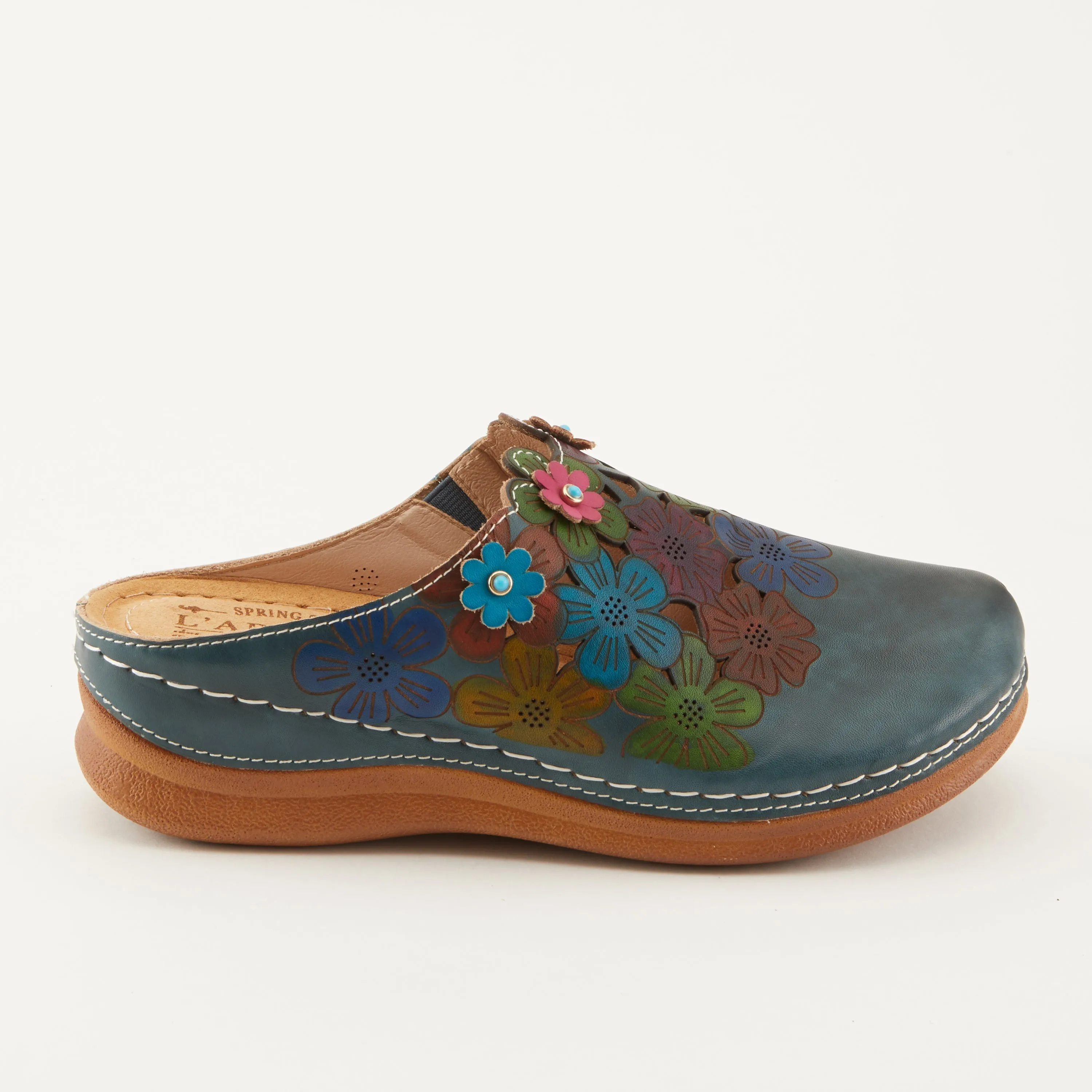 Spring Step Shoes L'Artiste Augi Clogs Women’s Hand Painted Leather 2" Heel