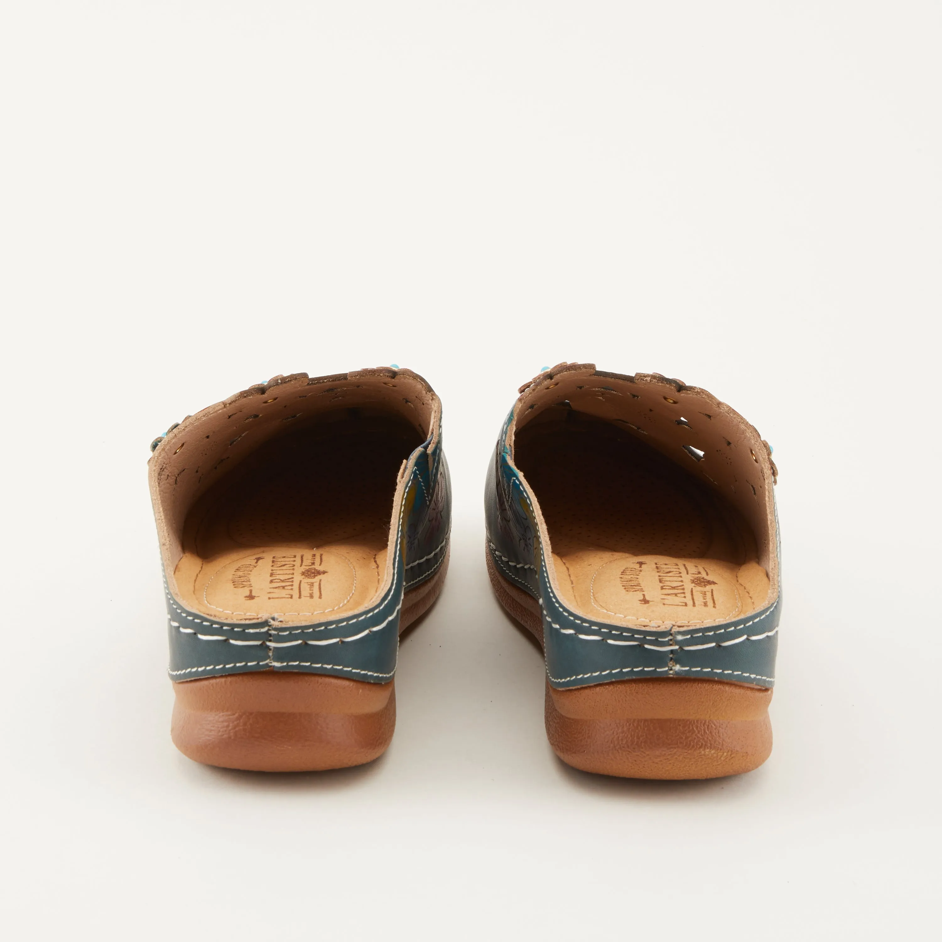 Spring Step Shoes L'Artiste Augi Clogs Women’s Hand Painted Leather 2" Heel