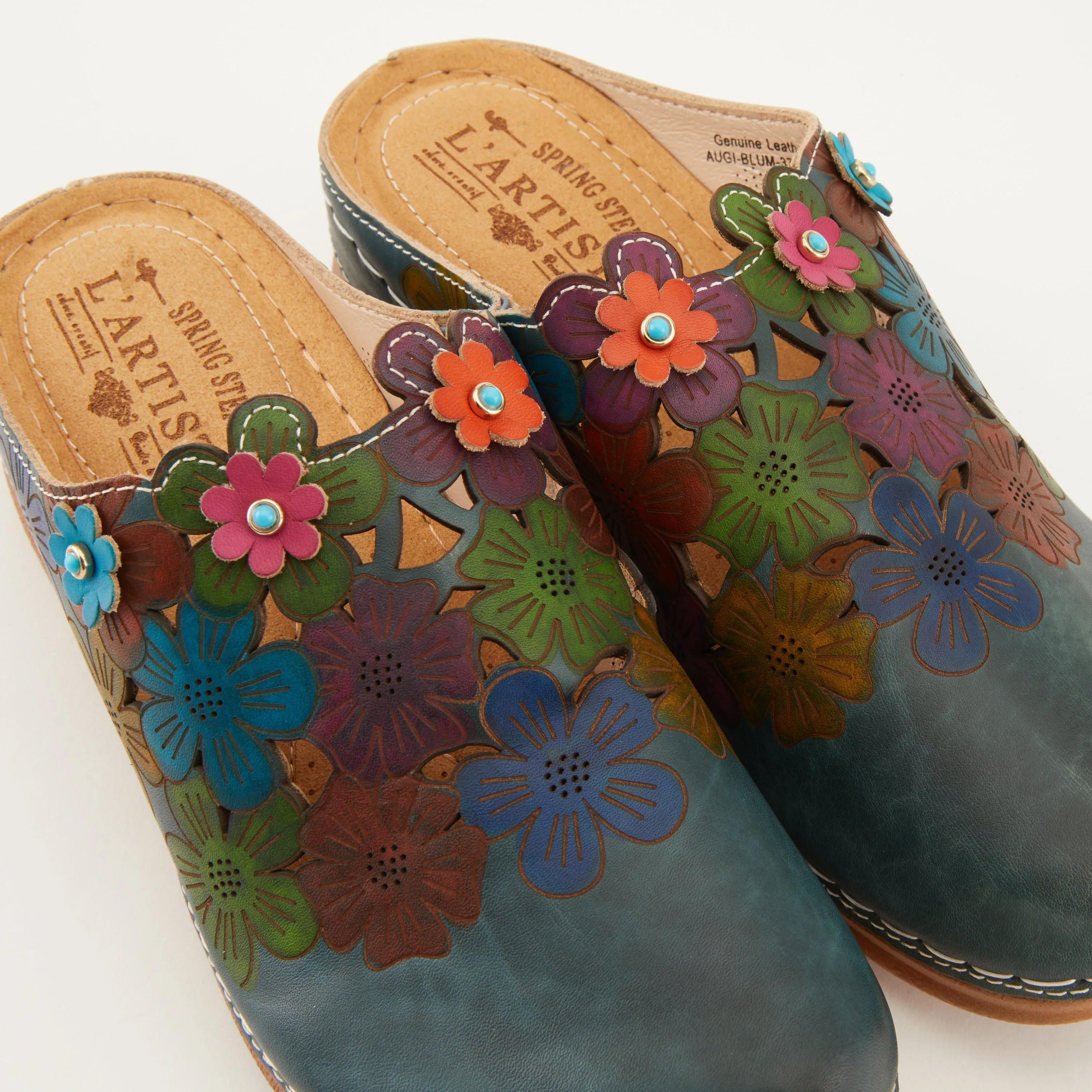Spring Step Shoes L'Artiste Augi Clogs Women’s Hand Painted Leather 2" Heel