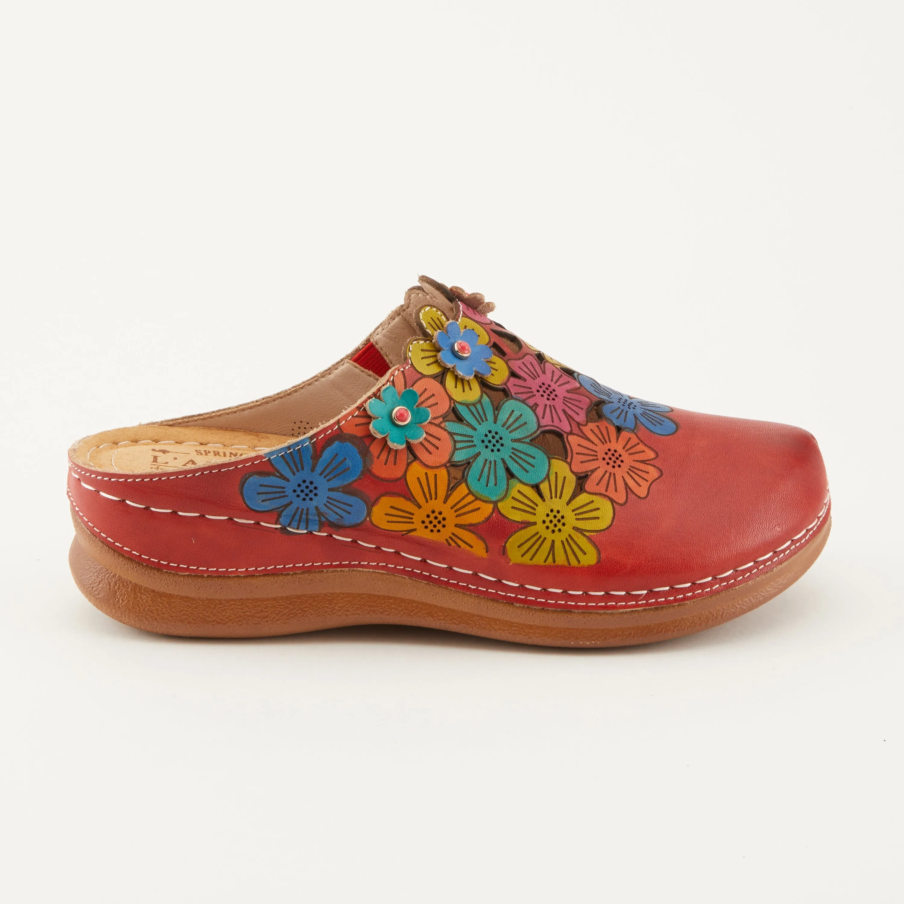 Spring Step Shoes L'Artiste Augi Clogs Women’s Hand Painted Leather 2" Heel