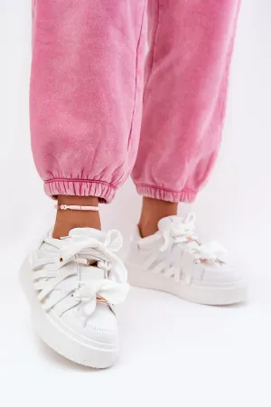 Step in Style Women's White Laces Sport Shoes Sneakers