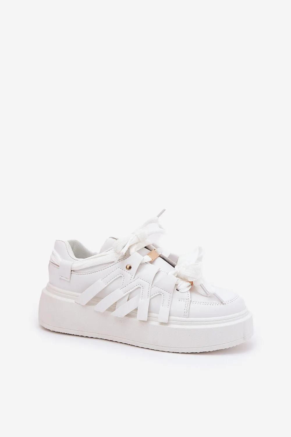 Step in Style Women's White Laces Sport Shoes Sneakers
