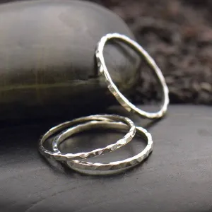 Sterling Silver Midi Ring - Hammer Finish