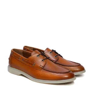 Tan Yacht Shoes in Saffiano leather