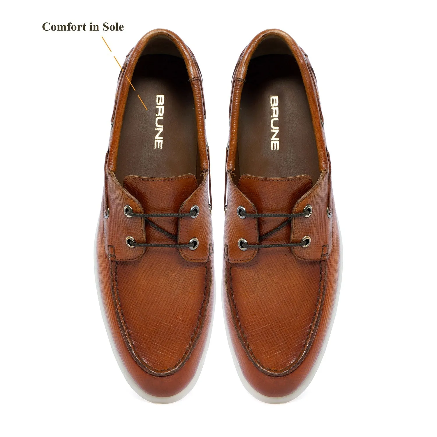 Tan Yacht Shoes in Saffiano leather