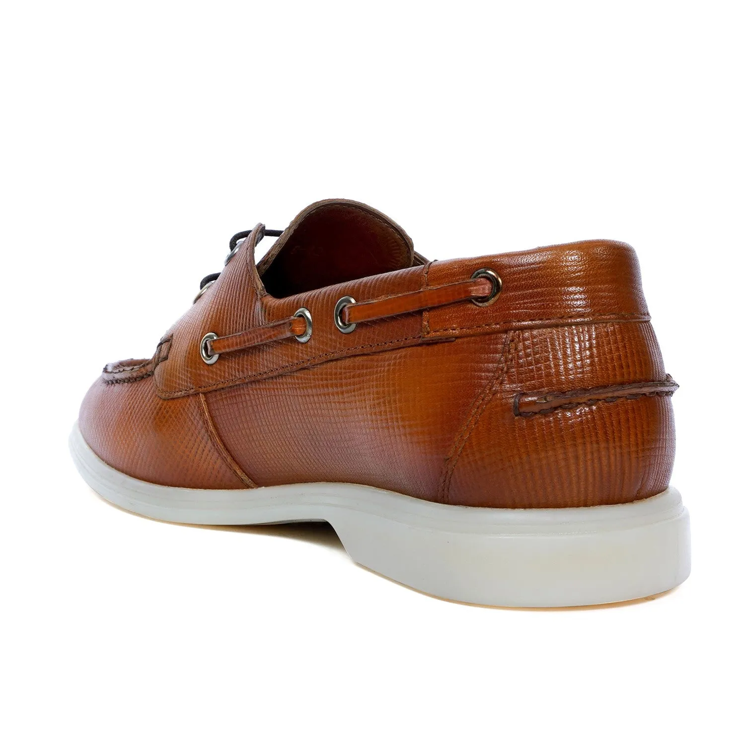 Tan Yacht Shoes in Saffiano leather