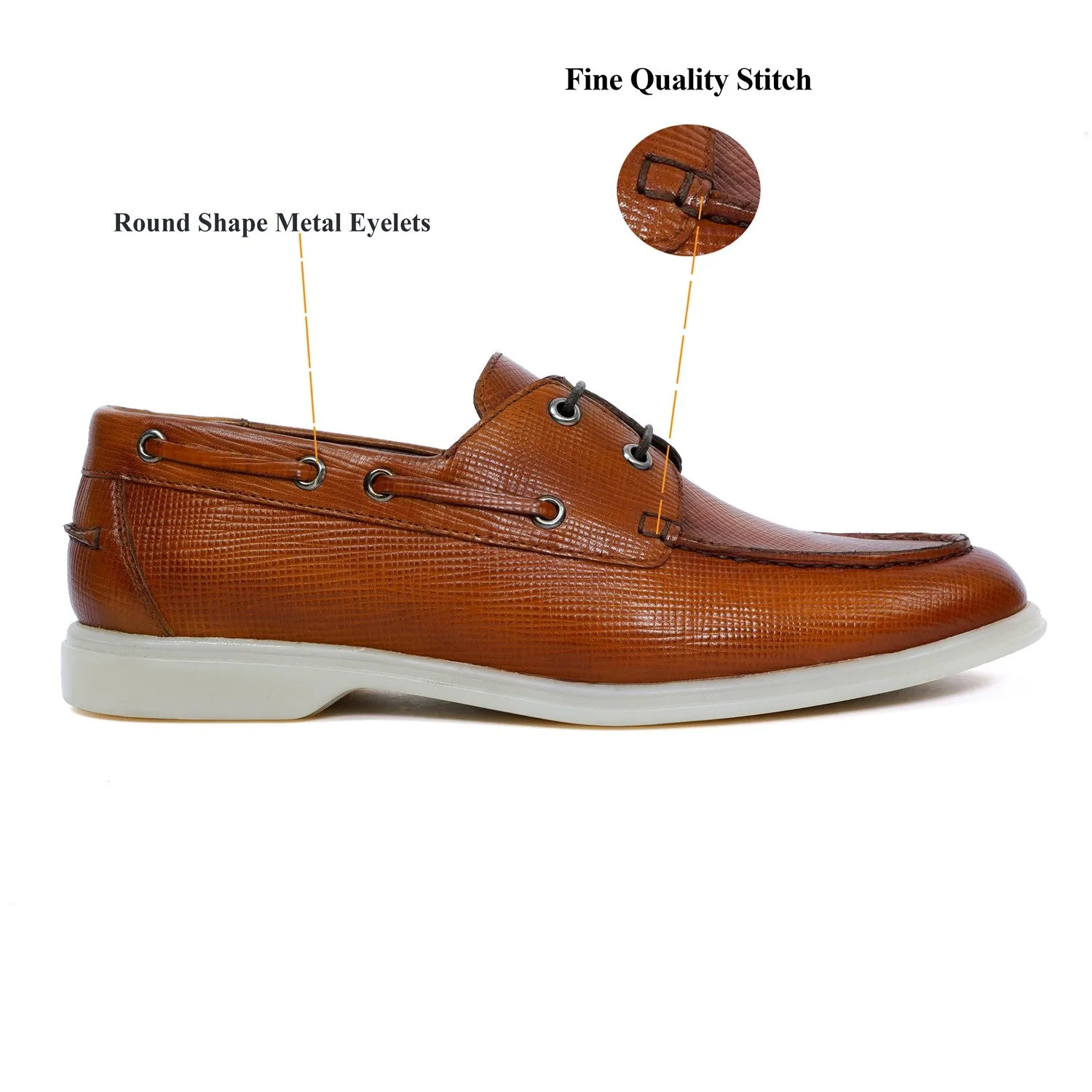 Tan Yacht Shoes in Saffiano leather