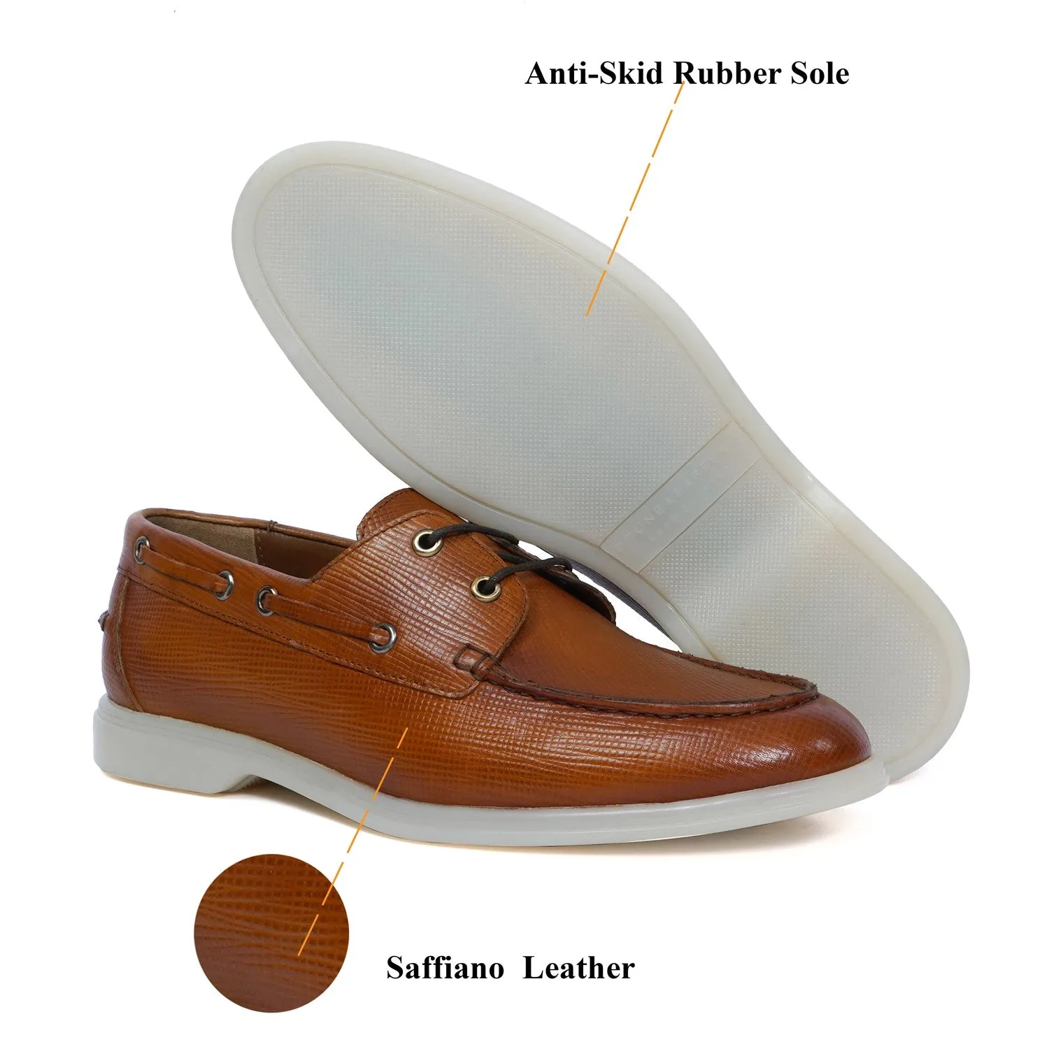 Tan Yacht Shoes in Saffiano leather