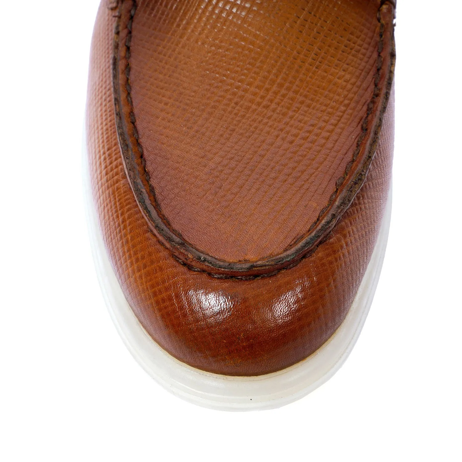 Tan Yacht Shoes in Saffiano leather