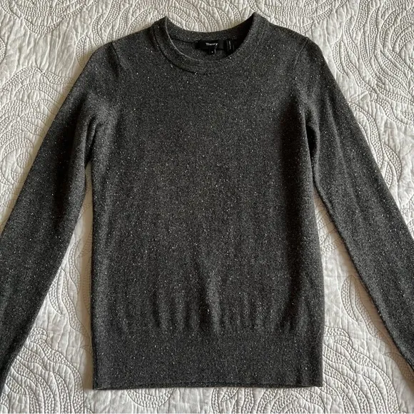 Theory - Kaylenna Chevron Donegal Cashmere Sweater - Charcoal Multi