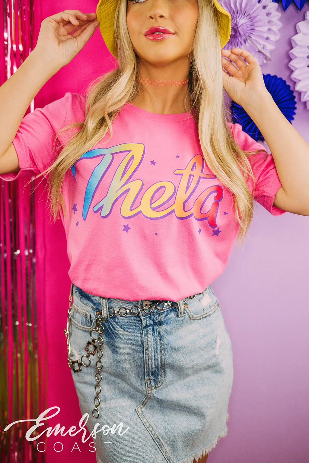 Theta PR Rainbow Letters Tee