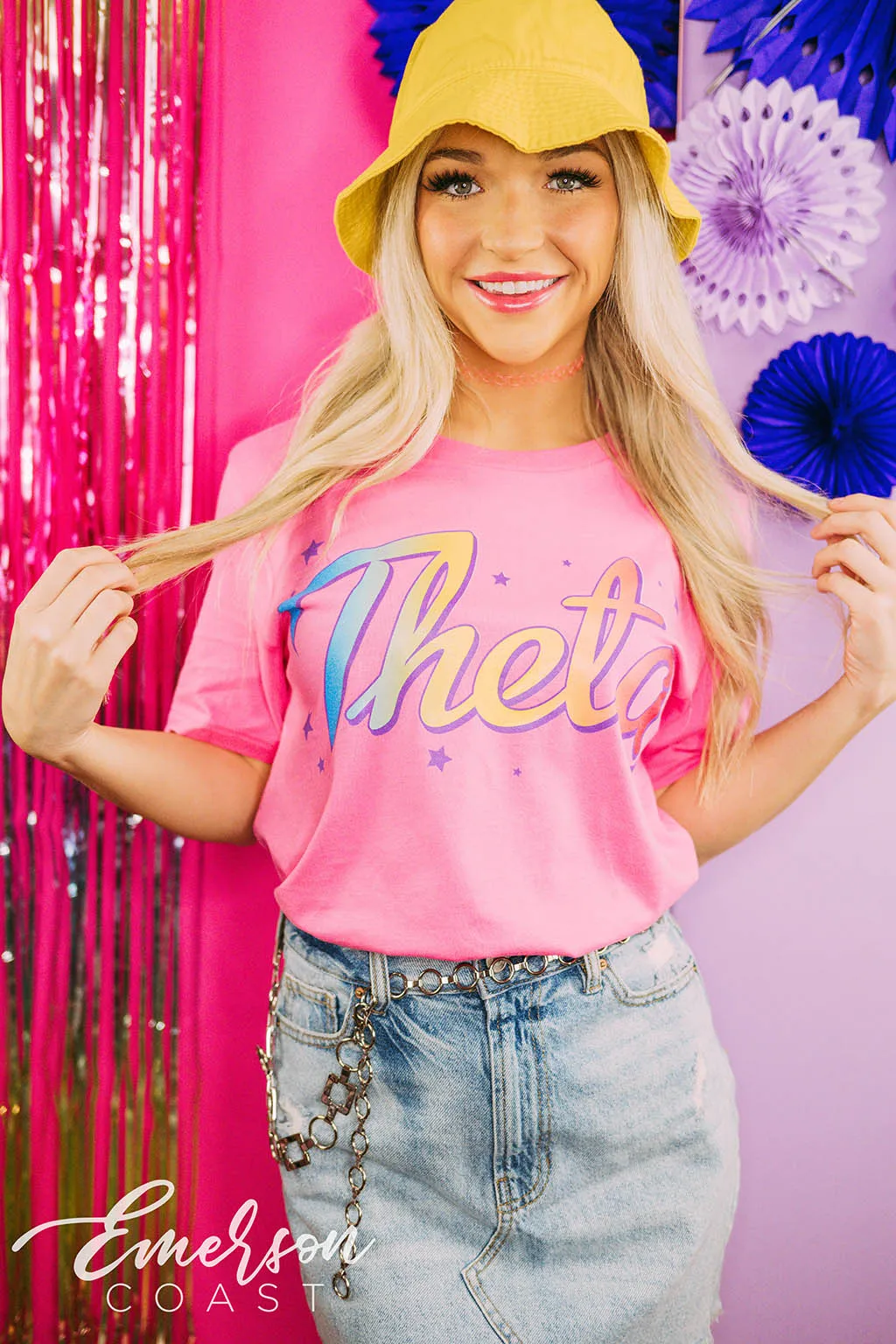 Theta PR Rainbow Letters Tee