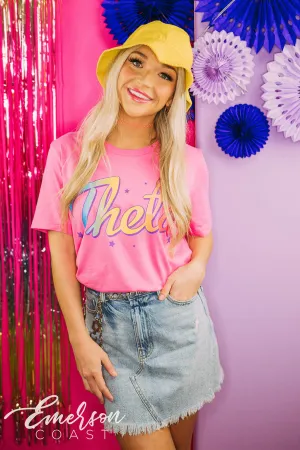 Theta PR Rainbow Letters Tee