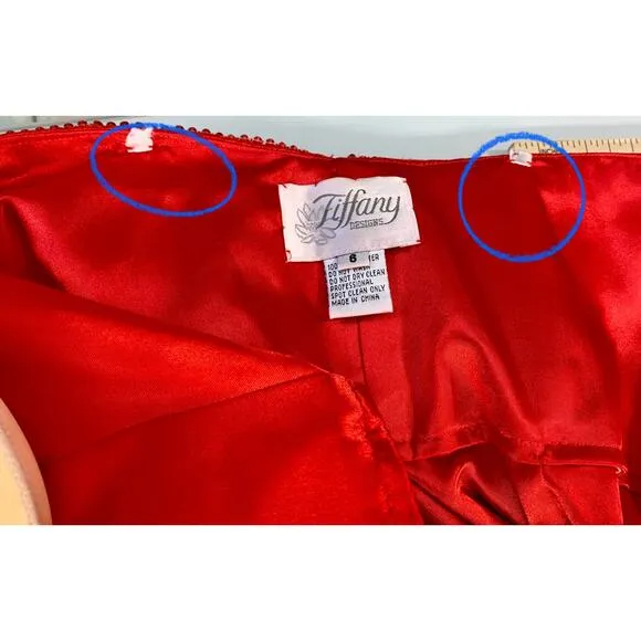 Tiffany Designs size 6 Dress Red Mermaid Organza Skirt Strapless‎ rhinestone top