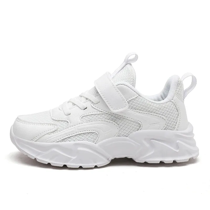 Trendy Kids Sneakers for Boys – Black & White Casual Shoes with Platform Sole