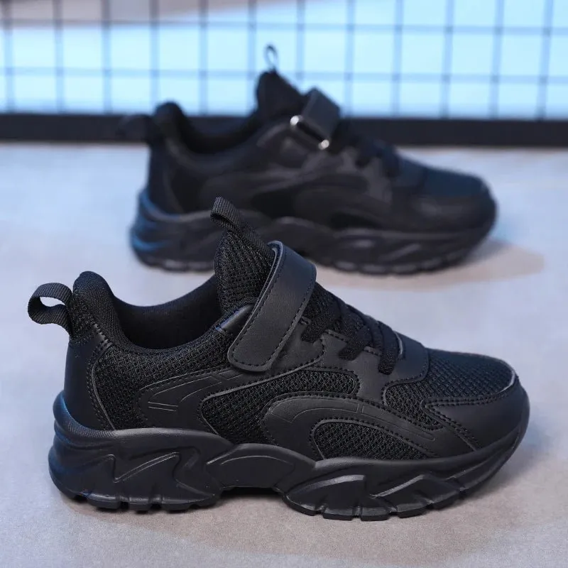 Trendy Kids Sneakers for Boys – Black & White Casual Shoes with Platform Sole