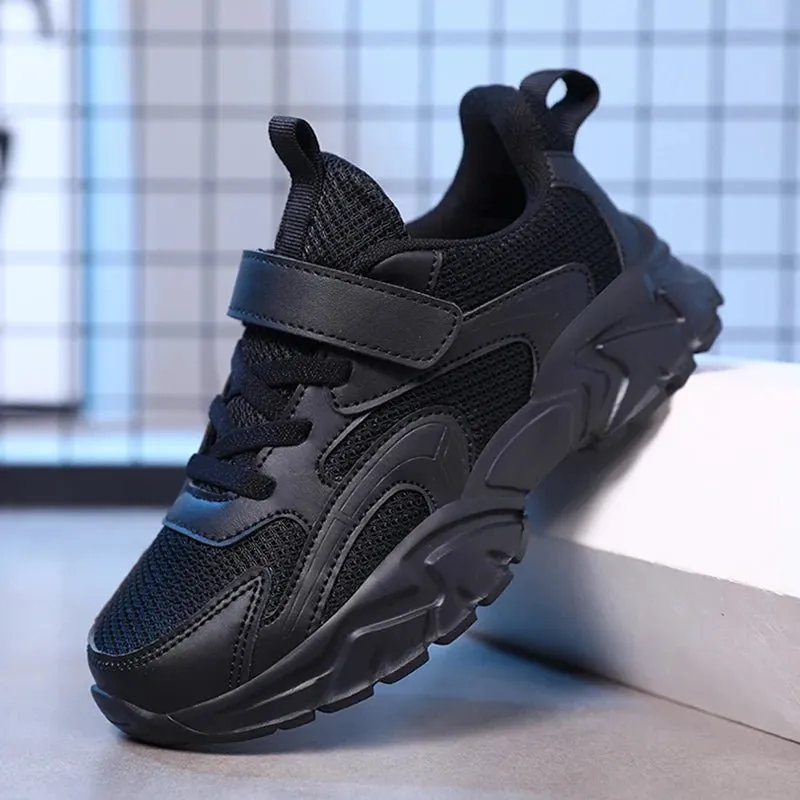 Trendy Kids Sneakers for Boys – Black & White Casual Shoes with Platform Sole