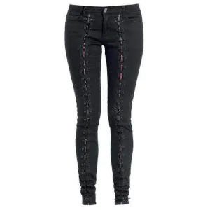 Trendy Lace-Up Black Bodycon Pencil Jeans For Women - Black 28