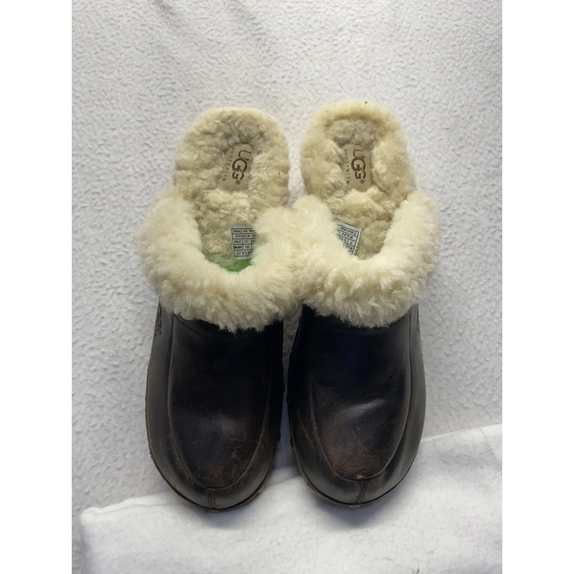 UGG Australia Womens Sheepskin-Lined Leather Clogs #5845