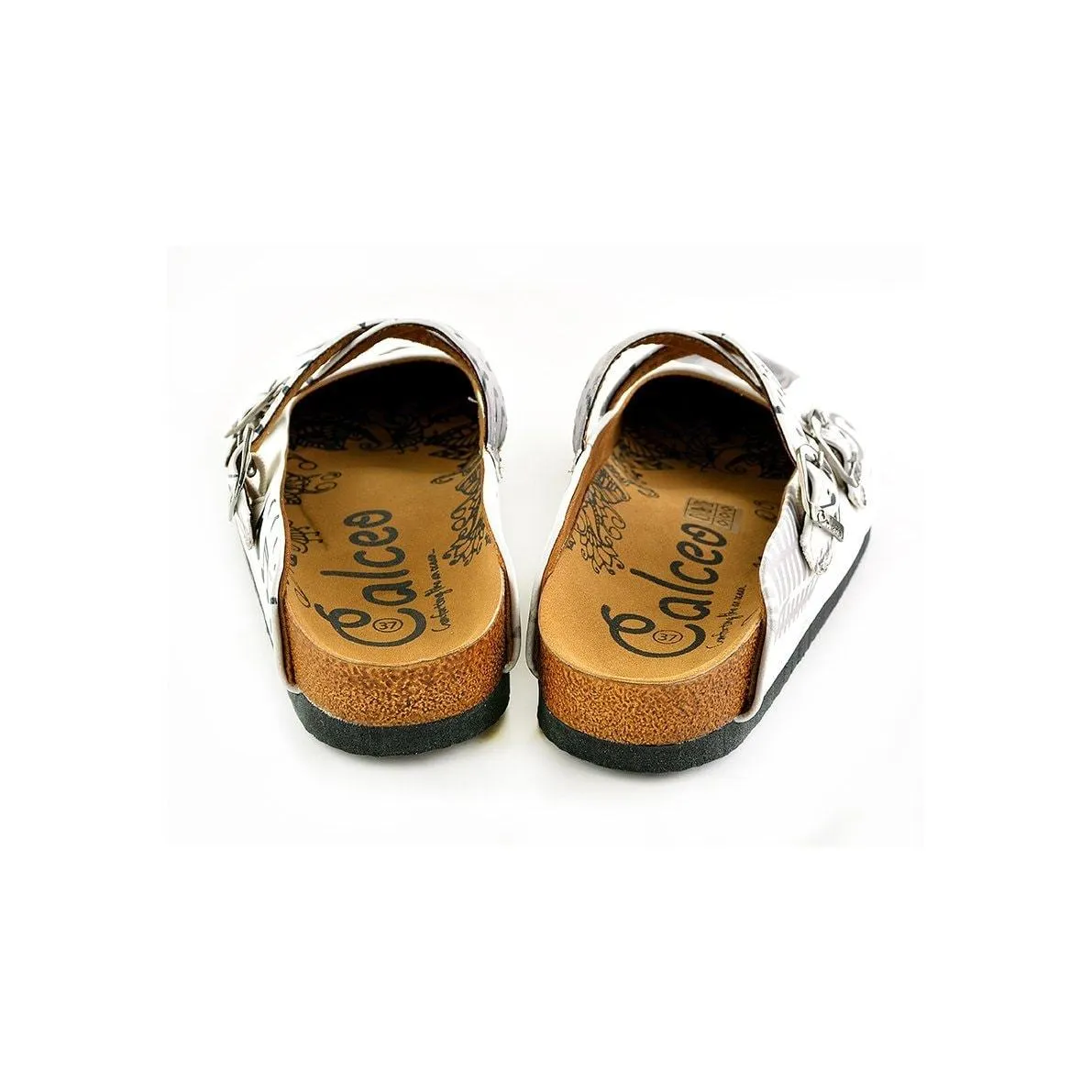 White and Grey Colored Music Notes and Dry Skull Patterned Clogs - WCAL141