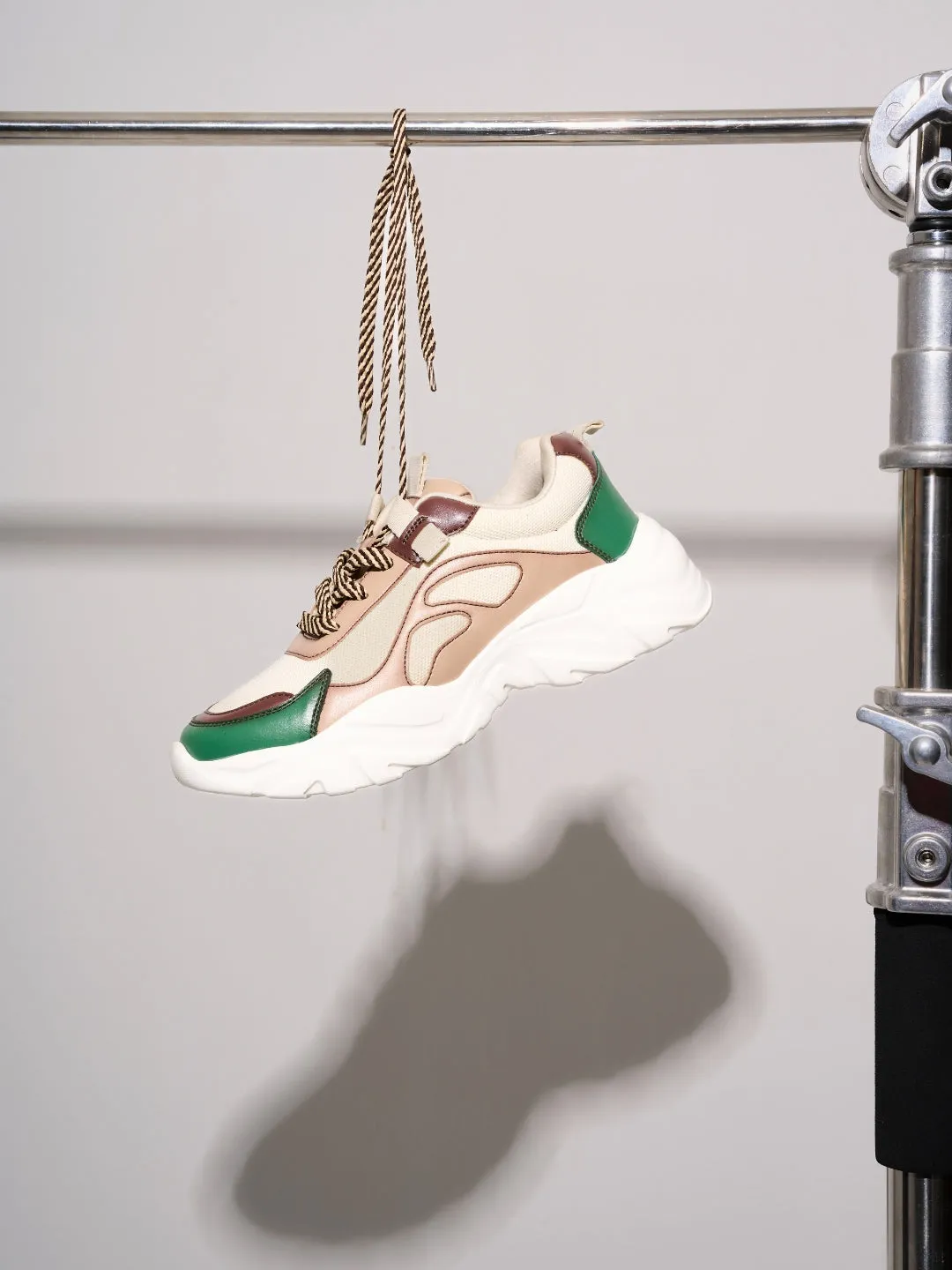 Women's Beige/Green All Seasons Wearing Sneakers (IU1001)