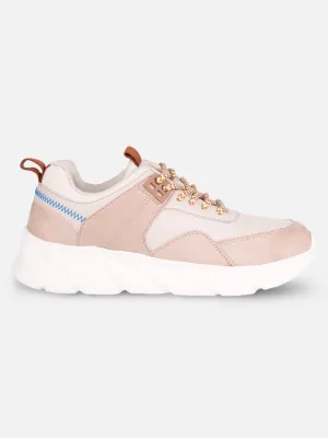 Women's Nude Cream All Seasons Wearing Sneakers (IU1005)