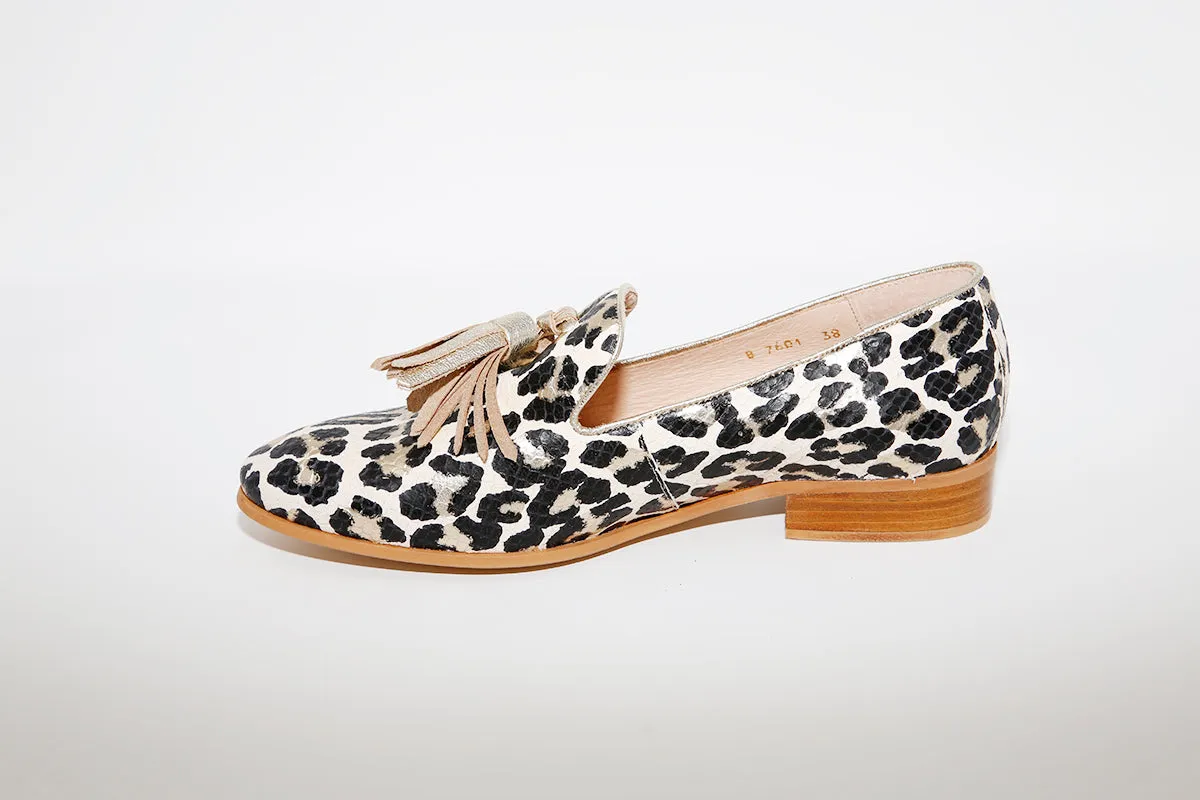 WONDERS - 7601 LOW HEEL LOAFER - LEOPARD/BEIGE