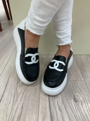 WONDERS - A-2611 SLIP-ON SHOE - BLACK/WHITE
