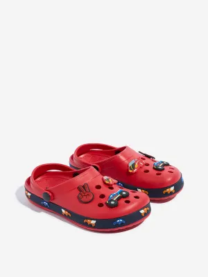 Yellow Red Applique-Detailed Slingback Clogs